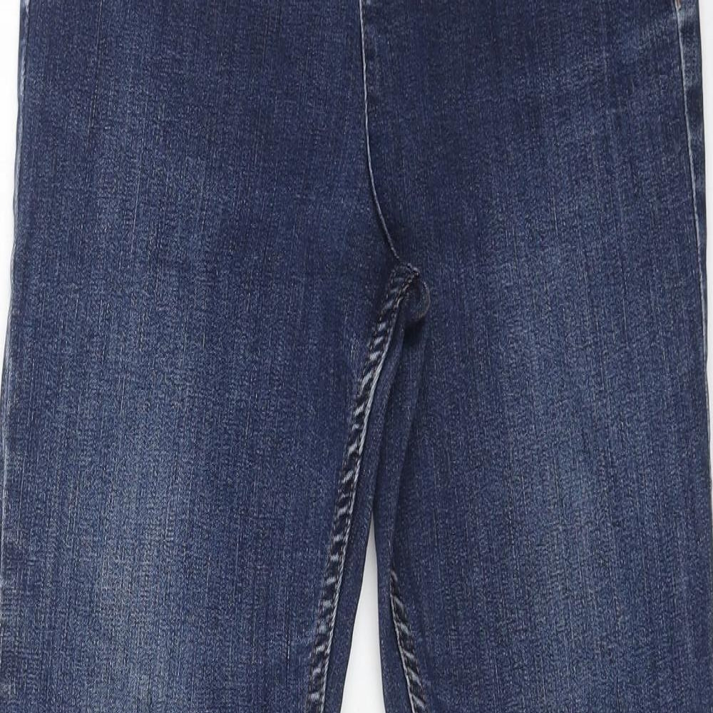 Marks and Spencer Womens Blue Cotton Straight Jeans Size 8 L28 in Regular Button