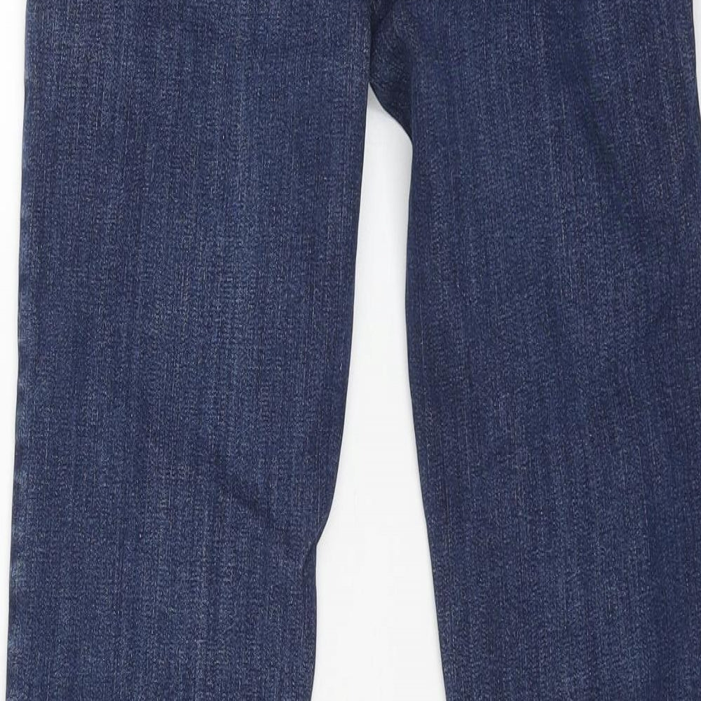 Marks and Spencer Womens Blue Cotton Straight Jeans Size 8 L28 in Regular Button