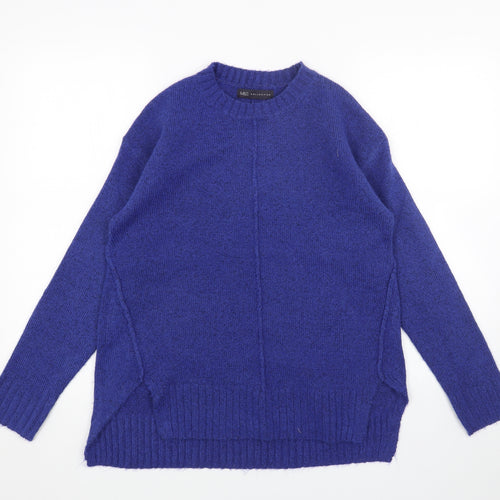 Marks and Spencer Womens Blue Round Neck Acrylic Pullover Jumper Size S
