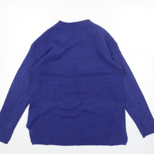 Marks and Spencer Womens Blue Round Neck Acrylic Pullover Jumper Size S