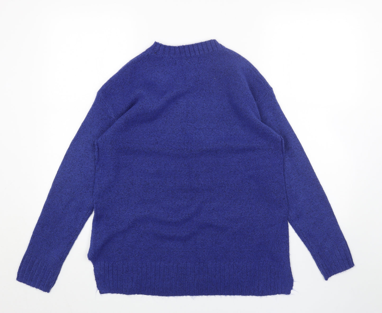 Marks and Spencer Womens Blue Round Neck Acrylic Pullover Jumper Size S