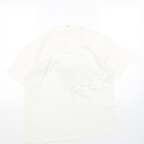 Screen Stars Womens White Cotton Basic T-Shirt Size L Round Neck - Zebra