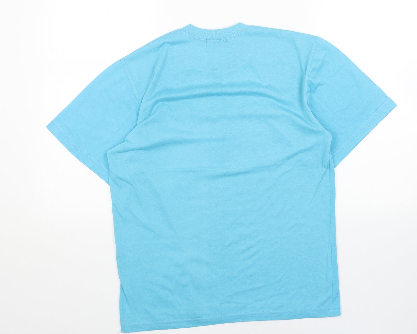 BLU CARIBE Womens Blue Cotton Basic T-Shirt Size M Round Neck - Cuba