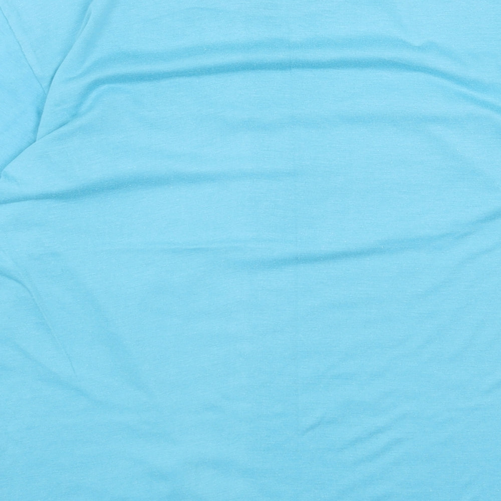 BLU CARIBE Womens Blue Cotton Basic T-Shirt Size M Round Neck - Cuba
