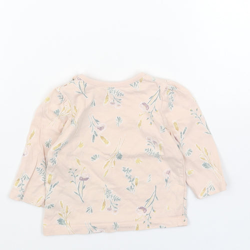 Nutmeg Pink Floral Cotton Basic T-Shirt Size 3-6 Months Round Neck Snap