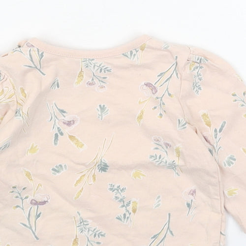 Nutmeg Pink Floral Cotton Basic T-Shirt Size 3-6 Months Round Neck Snap