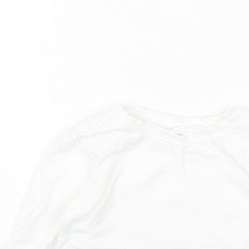 Studio Girls White Cotton Basic T-Shirt Size 3-4 Years Round Neck Pullover