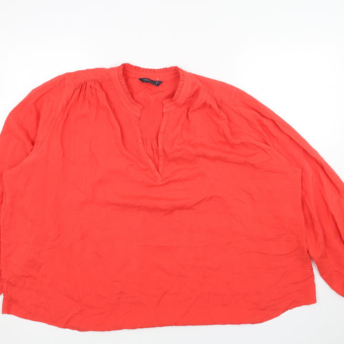 Marks and Spencer Womens Red Viscose Basic Blouse Size 20 V-Neck