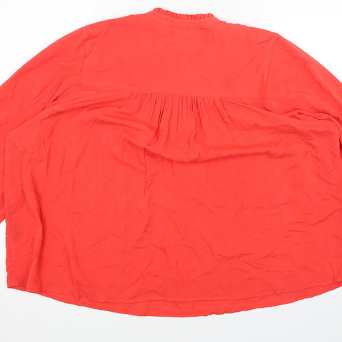 Marks and Spencer Womens Red Viscose Basic Blouse Size 20 V-Neck