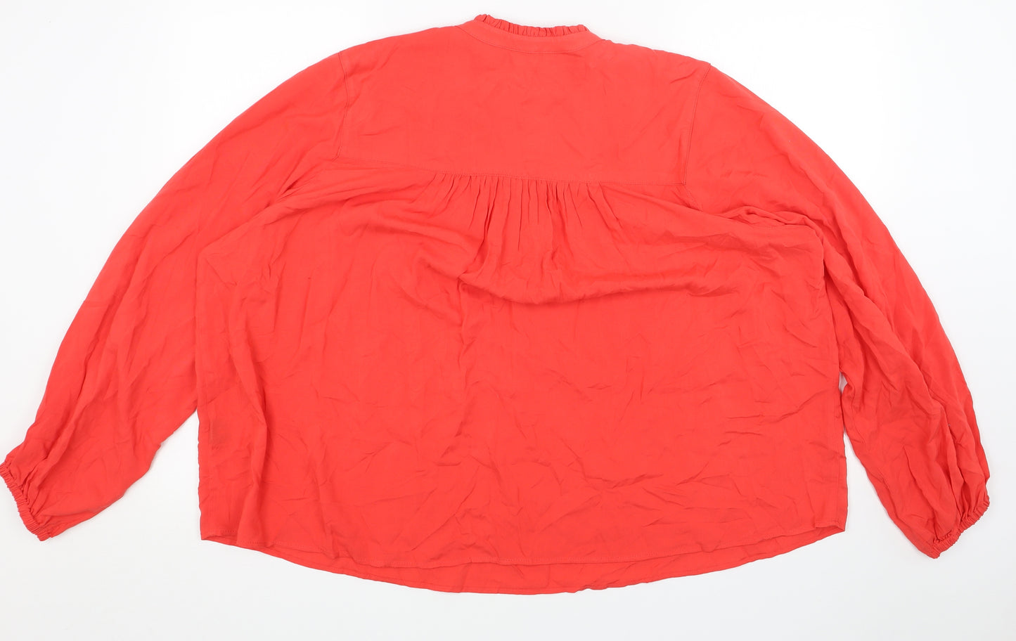 Marks and Spencer Womens Red Viscose Basic Blouse Size 20 V-Neck