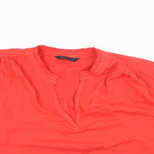 Marks and Spencer Womens Red Viscose Basic Blouse Size 20 V-Neck