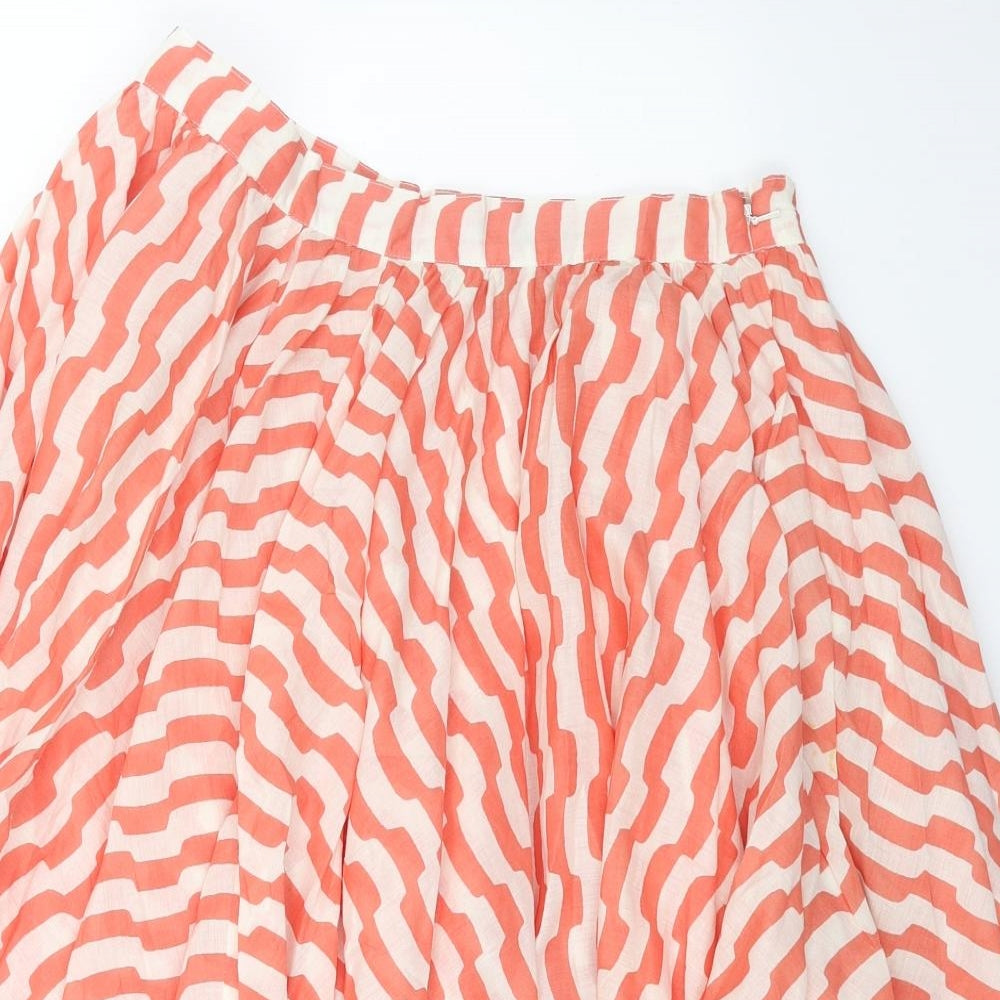 Topshop Womens Red Geometric Cotton Skater Skirt Size 10 Zip