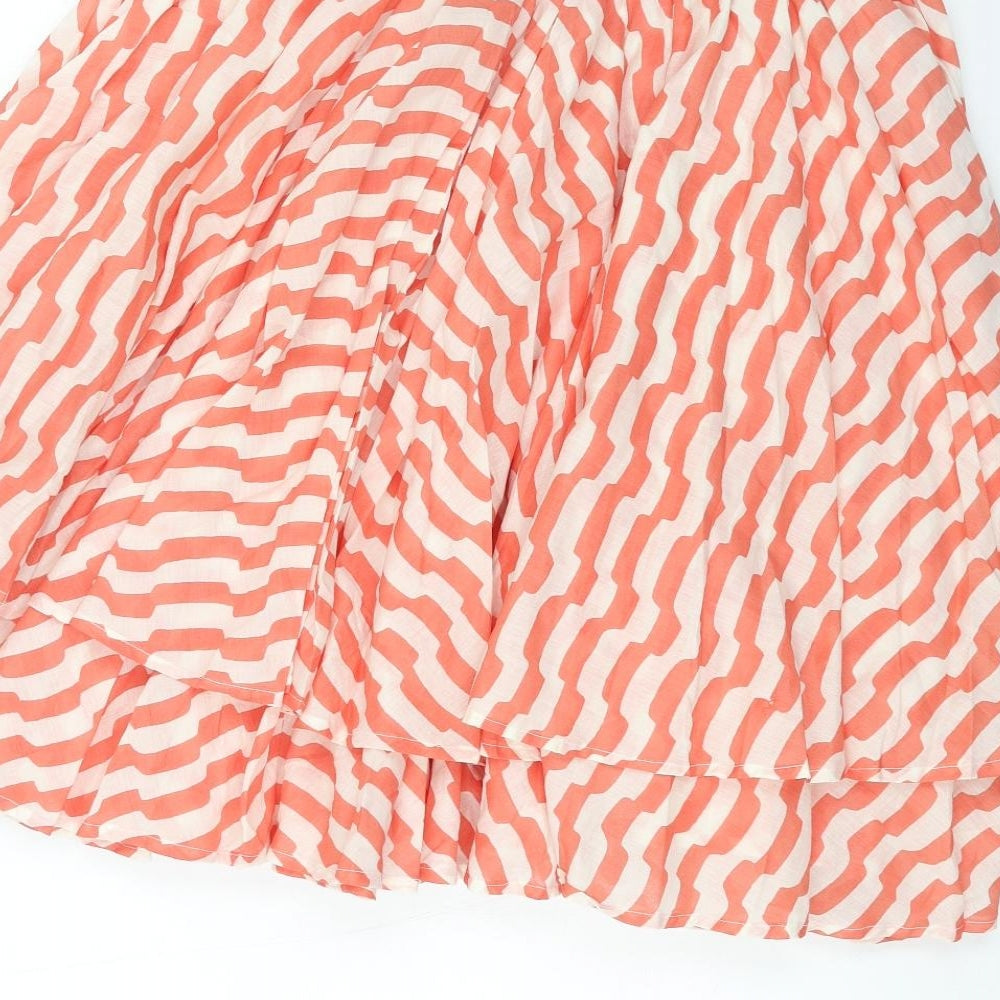 Topshop Womens Red Geometric Cotton Skater Skirt Size 10 Zip
