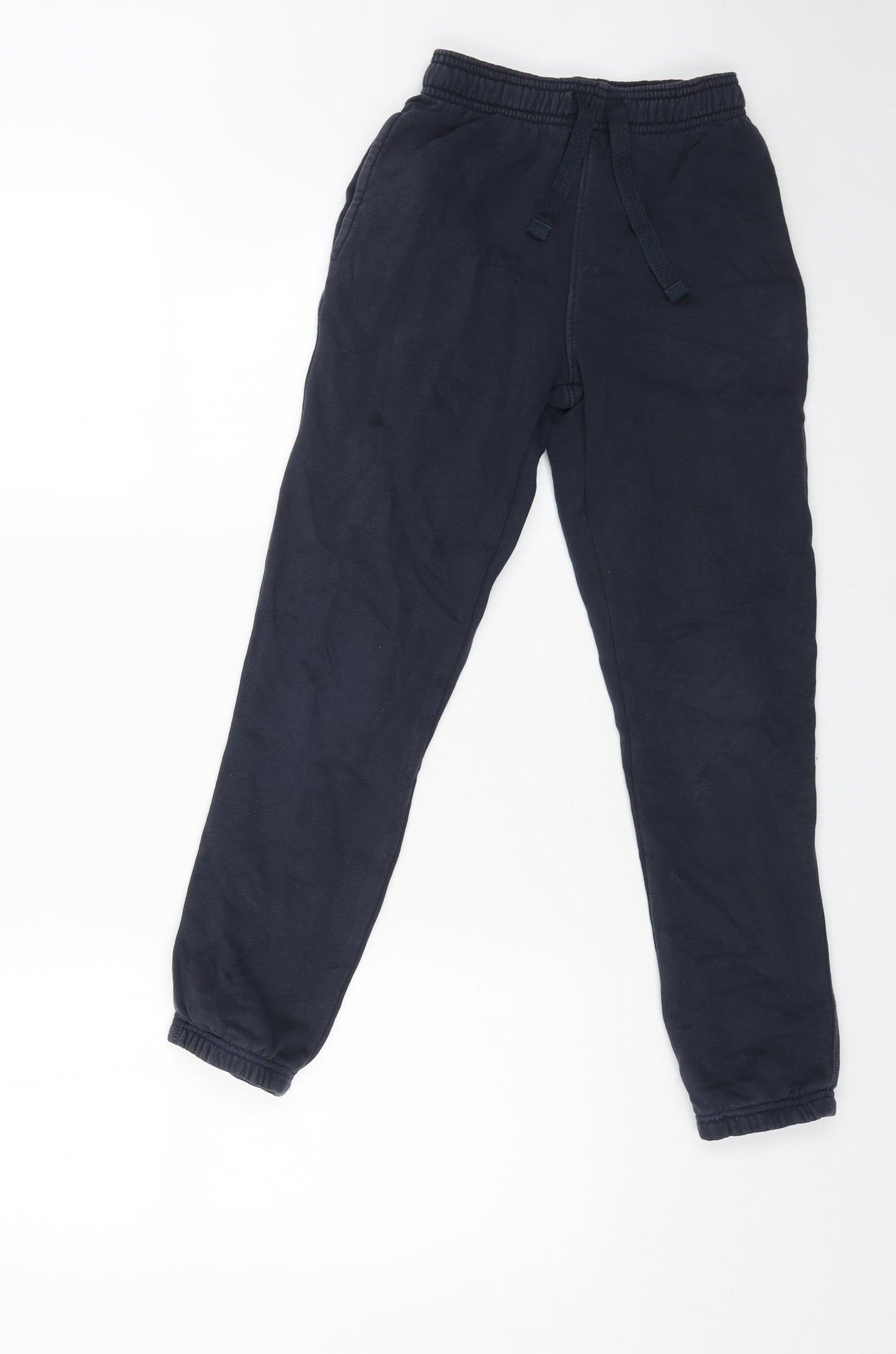 Marks and Spencer Boys Blue Cotton Jogger Trousers Size 9-10 Years Regular Drawstring