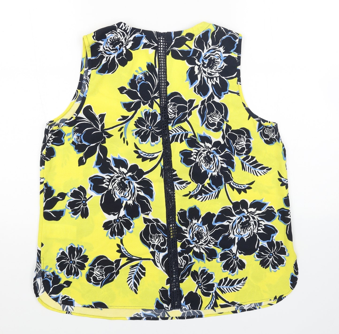 Warehouse Womens Yellow Floral Polyester Basic Blouse Size 16 V-Neck