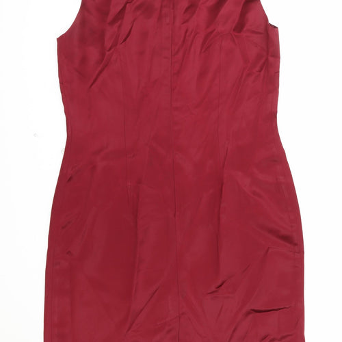 Monsoon Womens Red Acetate Mini Size 14 Round Neck Zip