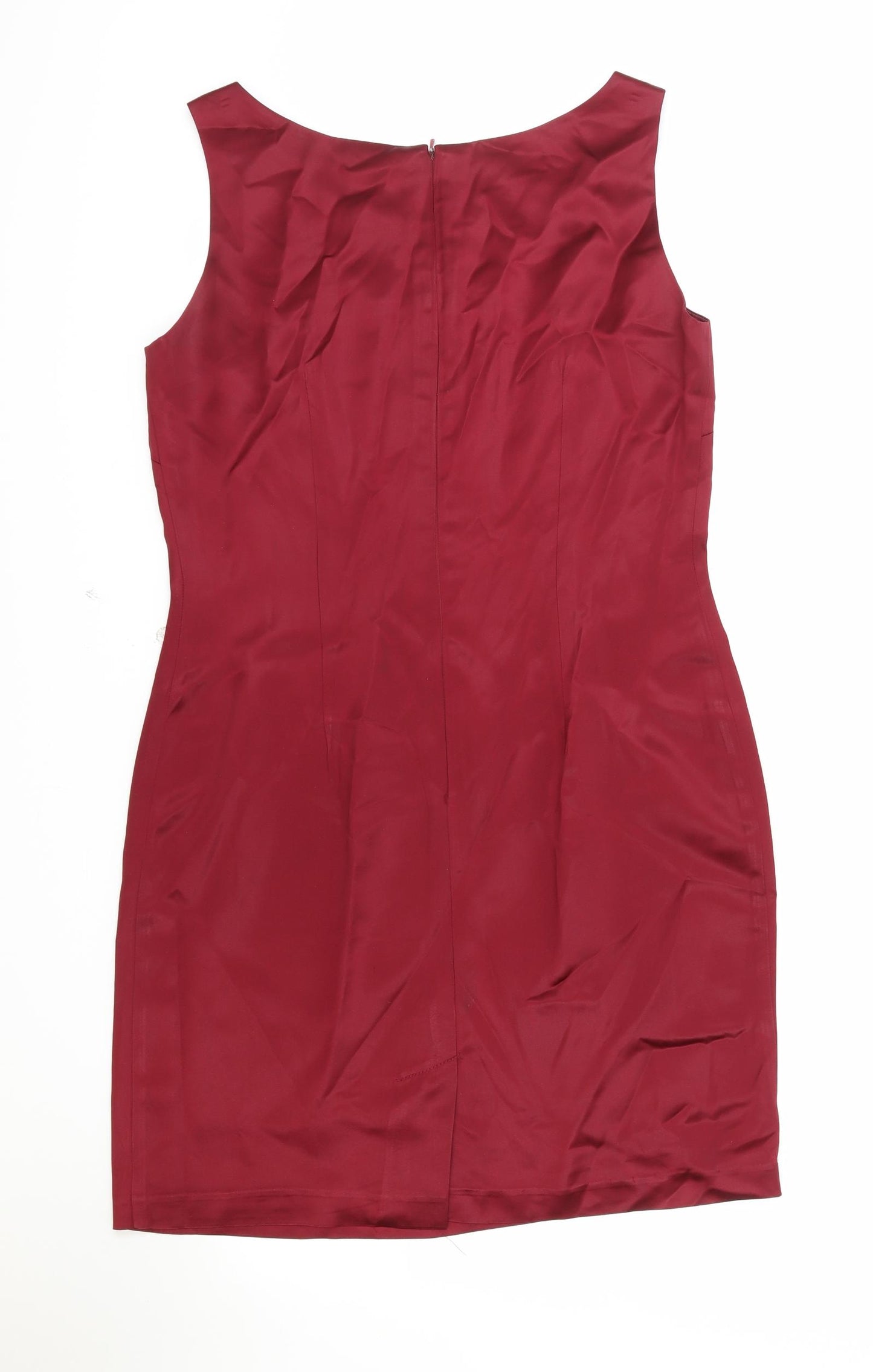 Monsoon Womens Red Acetate Mini Size 14 Round Neck Zip