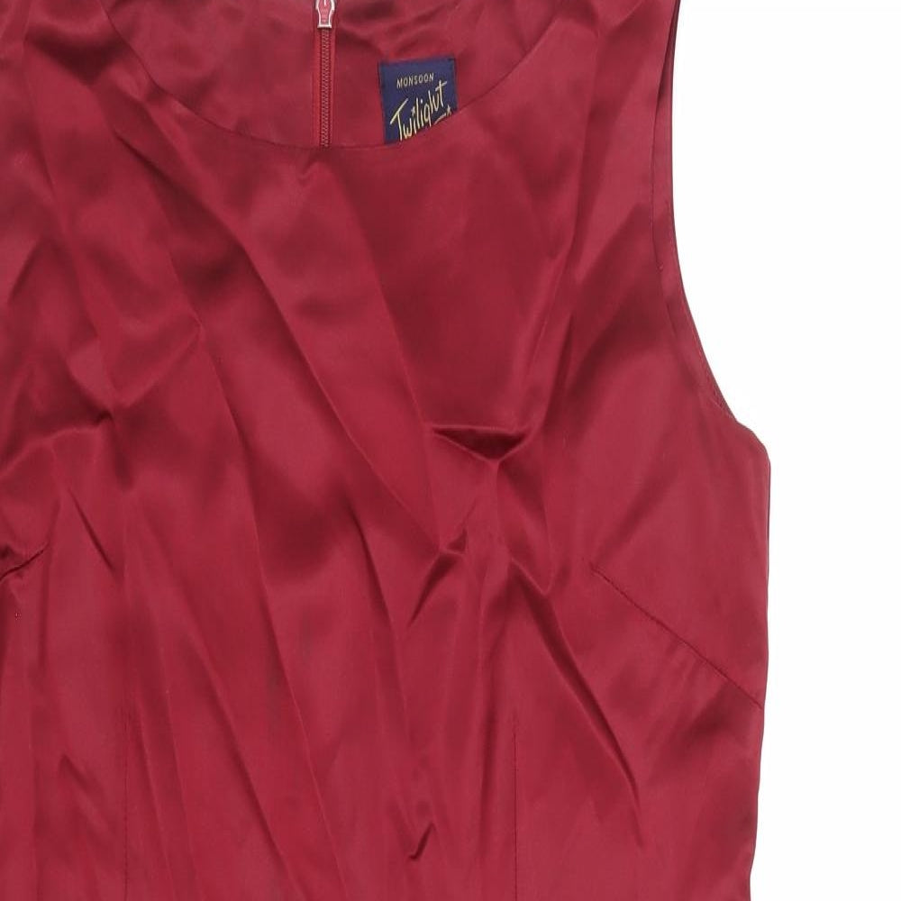 Monsoon Womens Red Acetate Mini Size 14 Round Neck Zip
