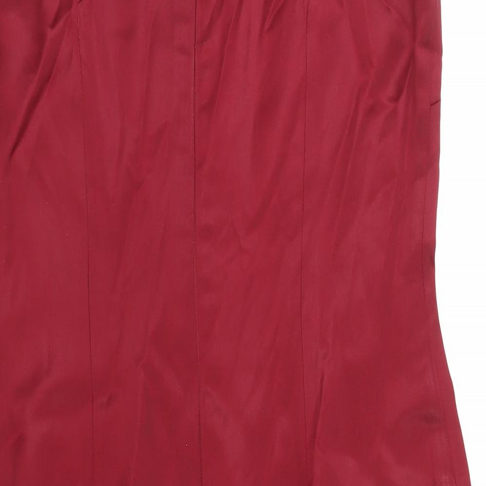 Monsoon Womens Red Acetate Mini Size 14 Round Neck Zip