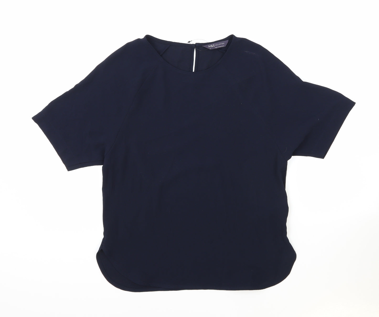 Marks and Spencer Womens Blue Polyester Basic Blouse Size 6 Boat Neck