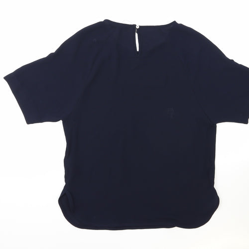 Marks and Spencer Womens Blue Polyester Basic Blouse Size 6 Boat Neck