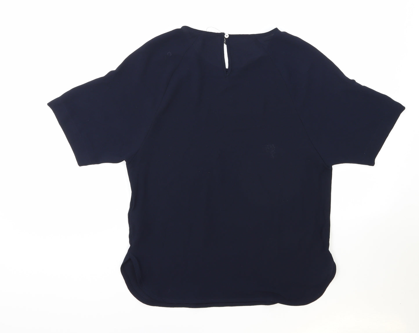 Marks and Spencer Womens Blue Polyester Basic Blouse Size 6 Boat Neck