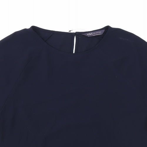 Marks and Spencer Womens Blue Polyester Basic Blouse Size 6 Boat Neck