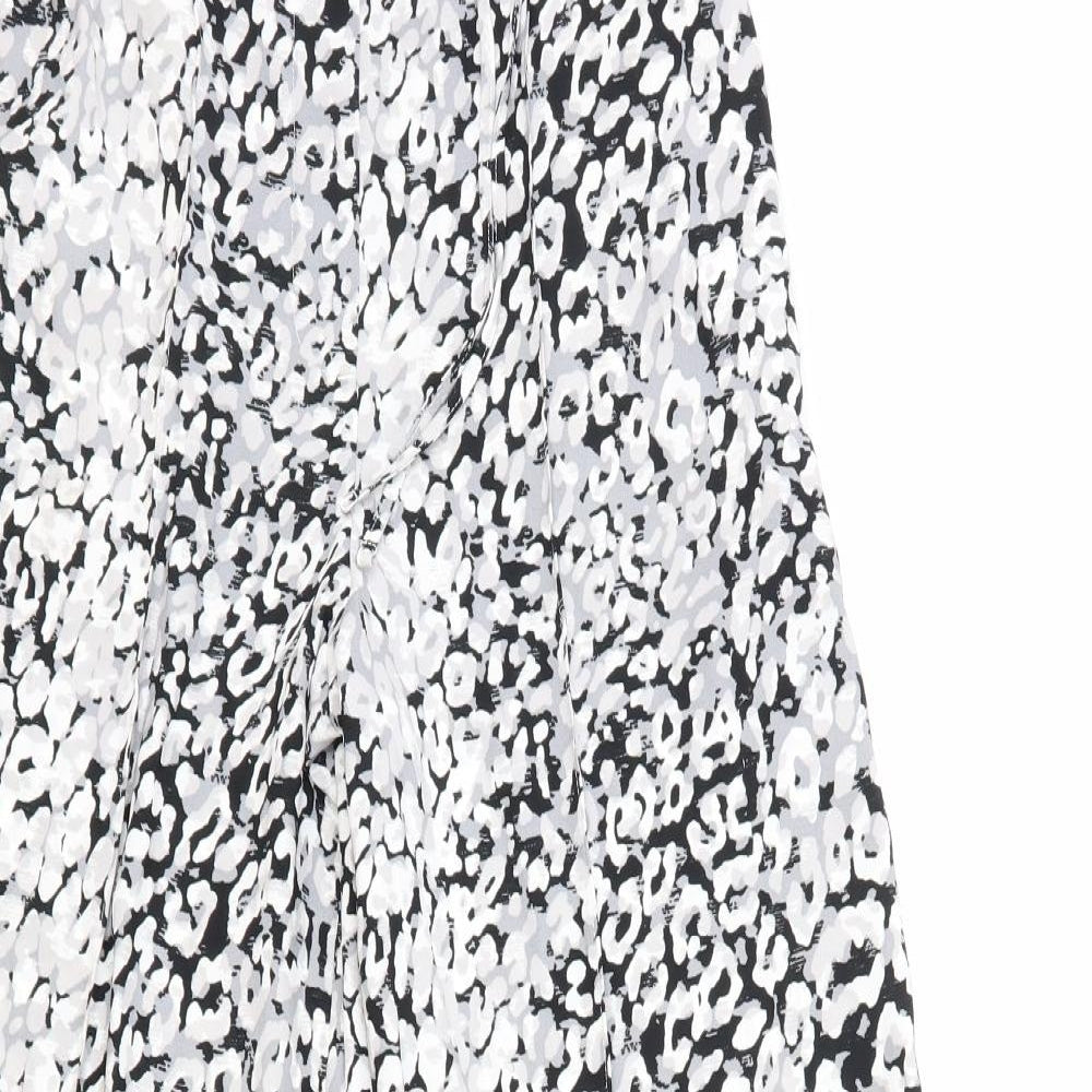 Marks and Spencer Womens White Geometric Polyester Trousers Size 8 Regular Drawstring