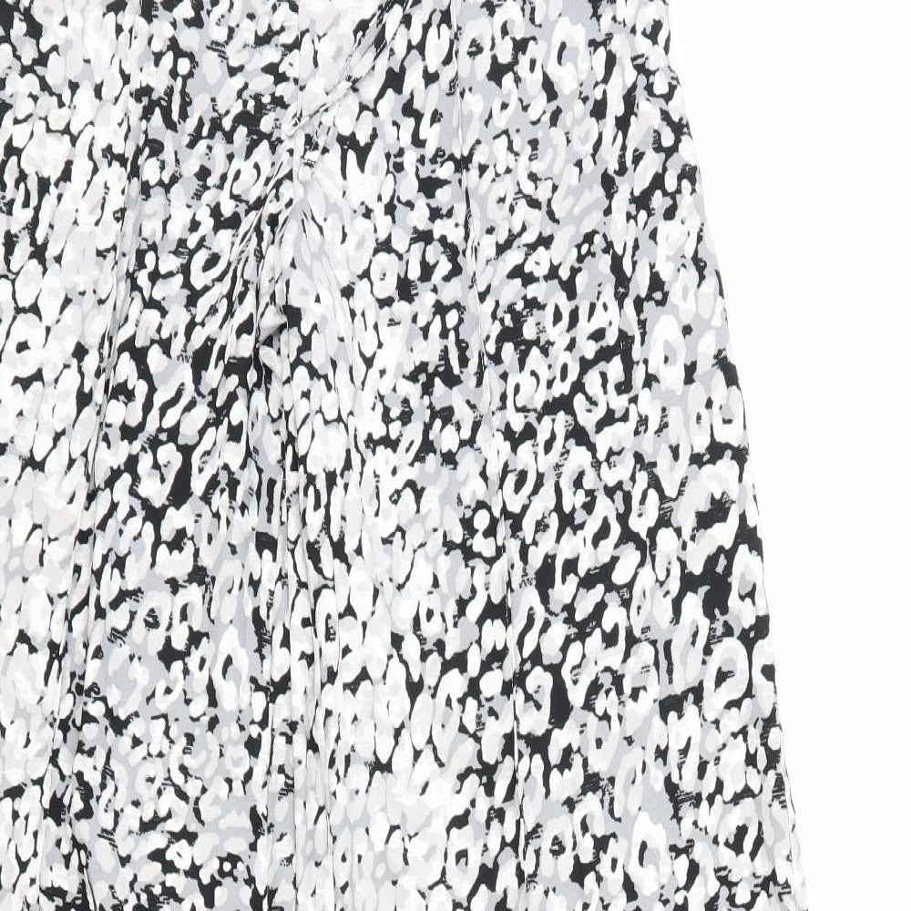 Marks and Spencer Womens White Geometric Polyester Trousers Size 8 Regular Drawstring