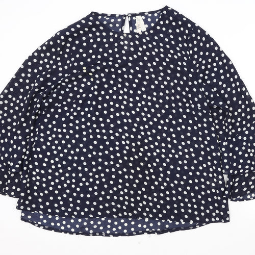 Stella Morgan Womens Blue Polka Dot Polyester Basic Blouse Size 14 Boat Neck