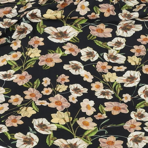 Topshop Womens Black Floral Viscose Basic Blouse Size 8 Off the Shoulder