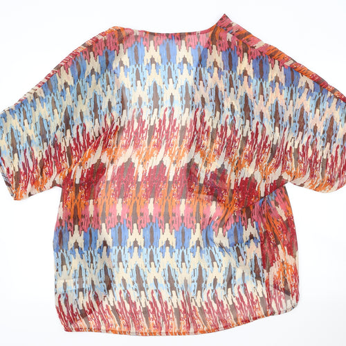 Per Una Womens Multicoloured Geometric Polyacrylate Fibre Basic Blouse Size 14 V-Neck