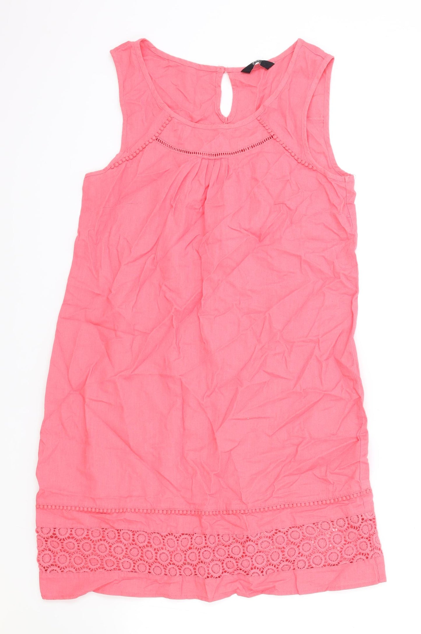 F&F Womens Pink Cotton A-Line Size 10 Round Neck Button
