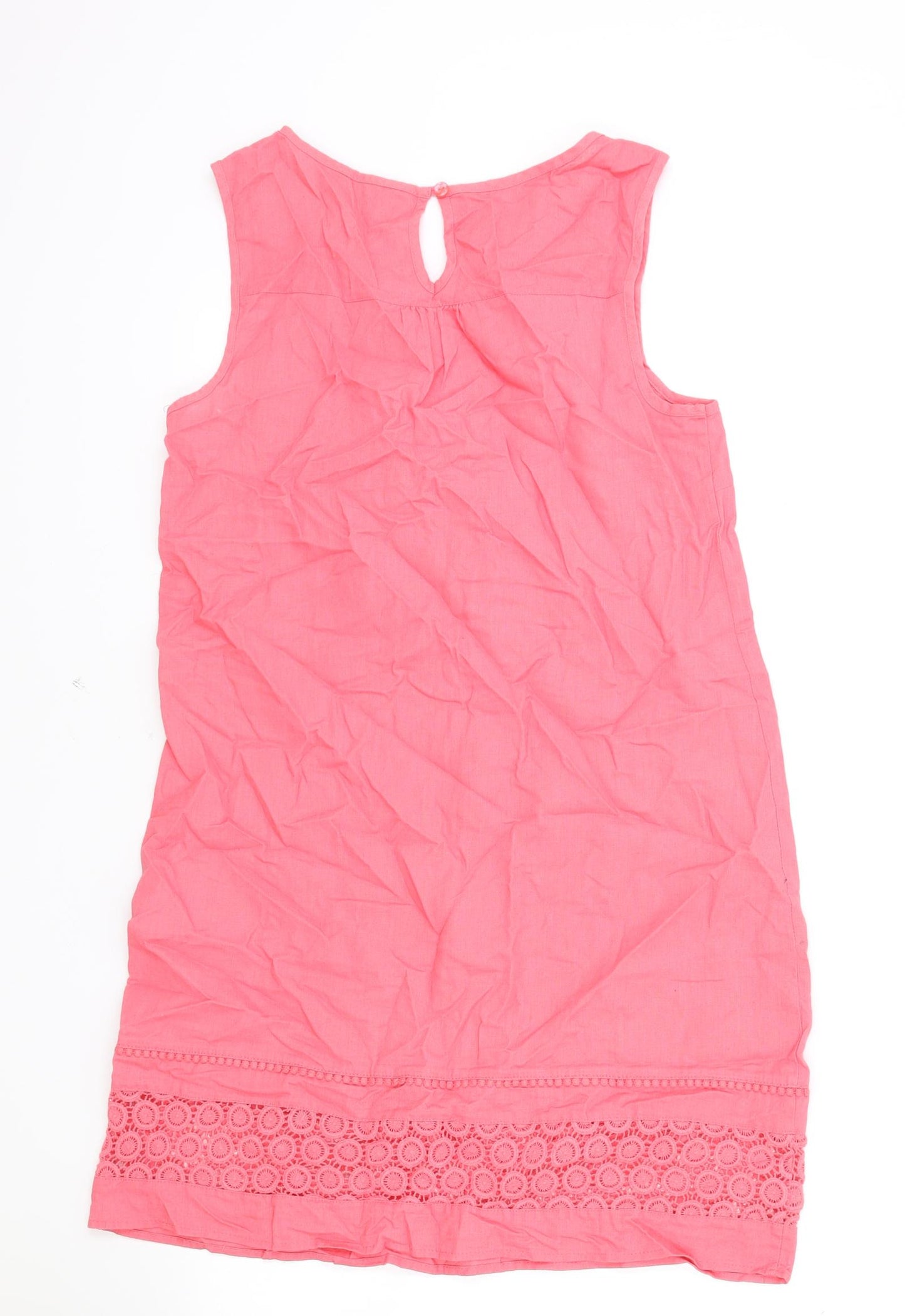 F&F Womens Pink Cotton A-Line Size 10 Round Neck Button