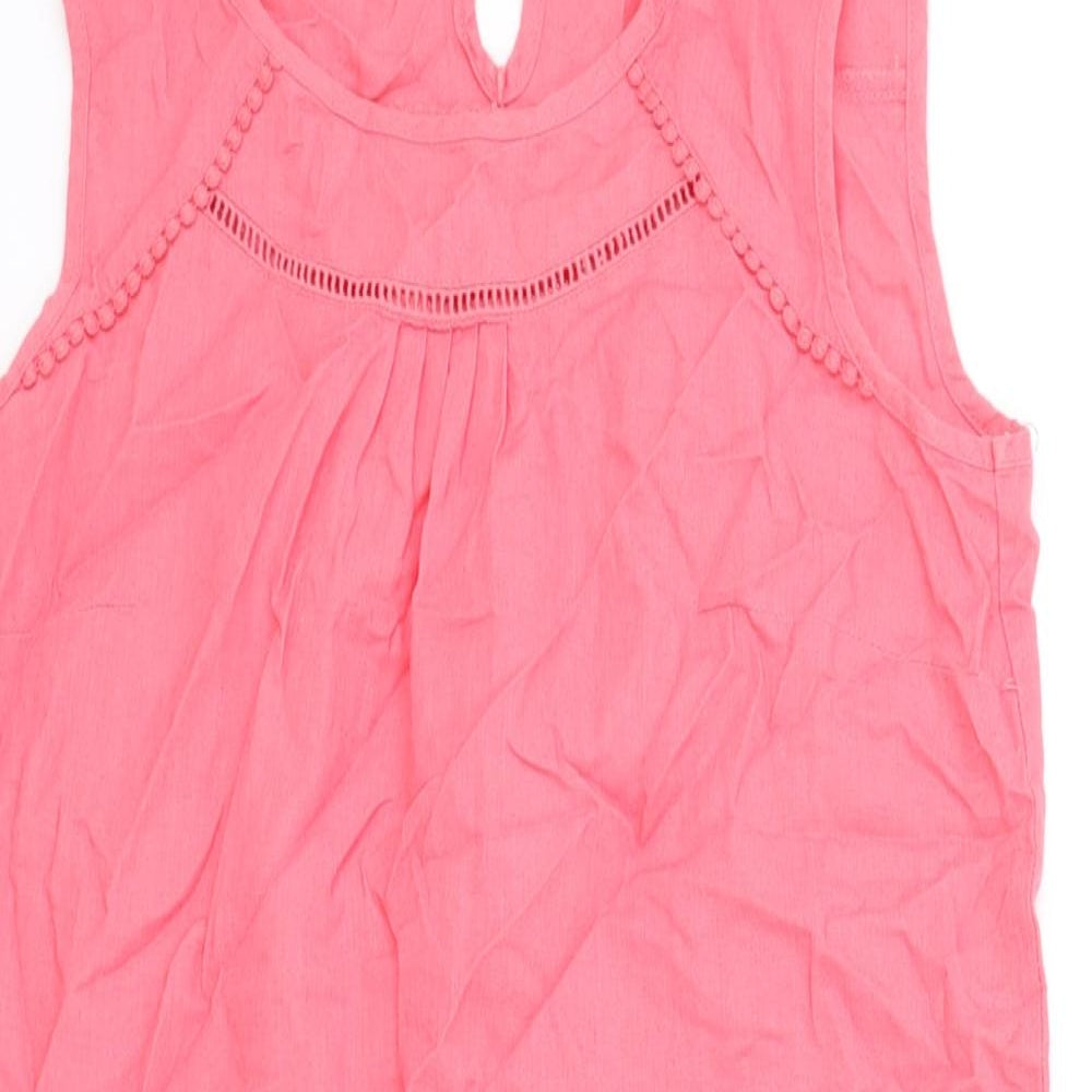 F&F Womens Pink Cotton A-Line Size 10 Round Neck Button