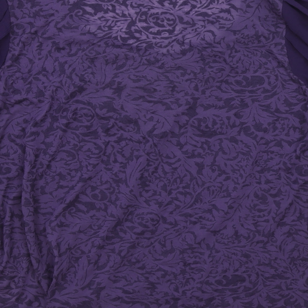 Per Una Womens Purple Polyester Basic T-Shirt Size 16 V-Neck