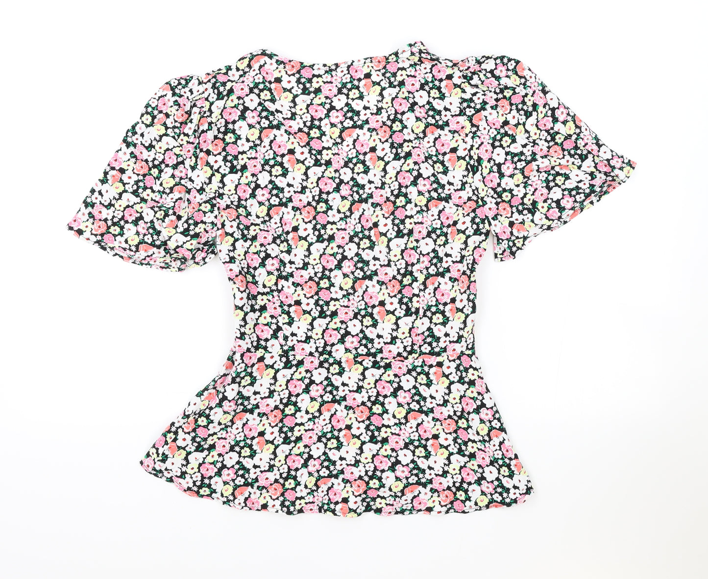 Marks and Spencer Womens Multicoloured Floral Polyester Basic Blouse Size 6 V-Neck