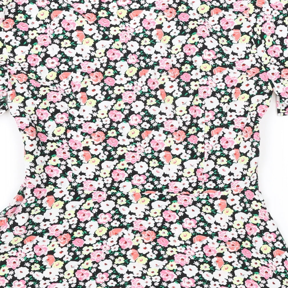 Marks and Spencer Womens Multicoloured Floral Polyester Basic Blouse Size 6 V-Neck