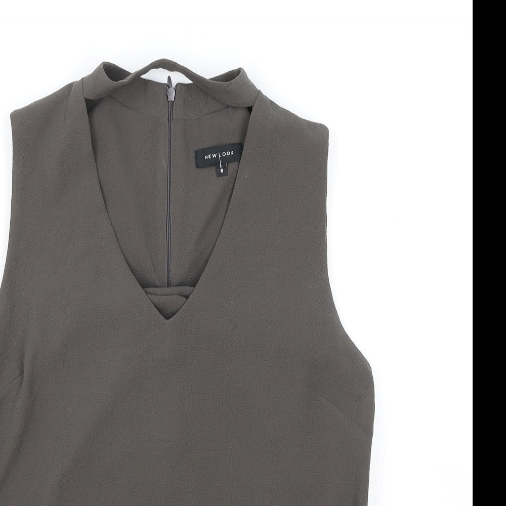 New Look Womens Green Polyester Basic Blouse Size 8 V-Neck