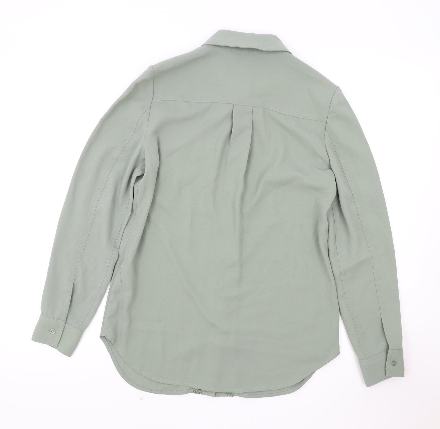 Marks and Spencer Womens Green Polyester Basic Button-Up Size 6 Collared