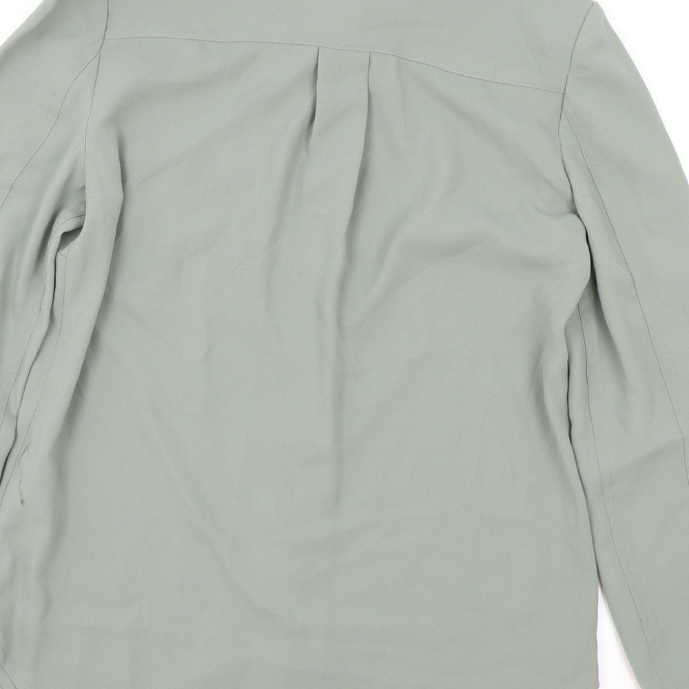 Marks and Spencer Womens Green Polyester Basic Button-Up Size 6 Collared