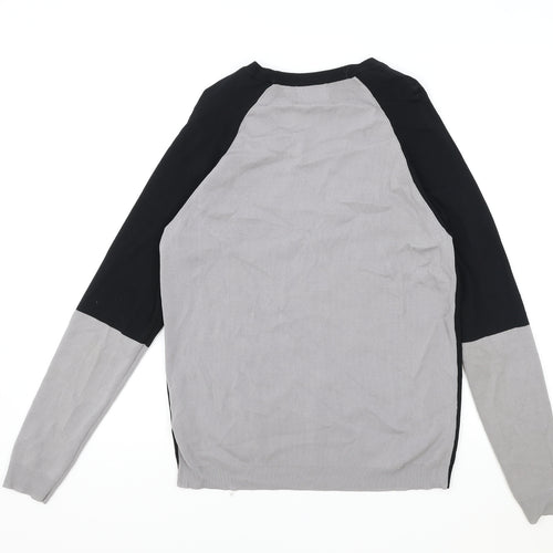 Topman Mens Black Round Neck Viscose Pullover Jumper Size S Long Sleeve