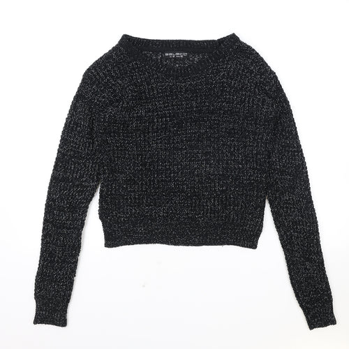 Select Womens Black Round Neck Acrylic Pullover Jumper Size 12