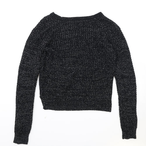 Select Womens Black Round Neck Acrylic Pullover Jumper Size 12