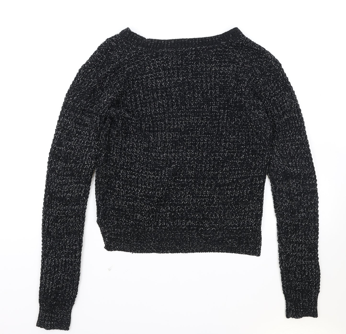 Select Womens Black Round Neck Acrylic Pullover Jumper Size 12