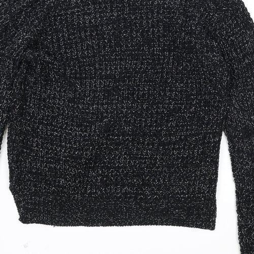 Select Womens Black Round Neck Acrylic Pullover Jumper Size 12