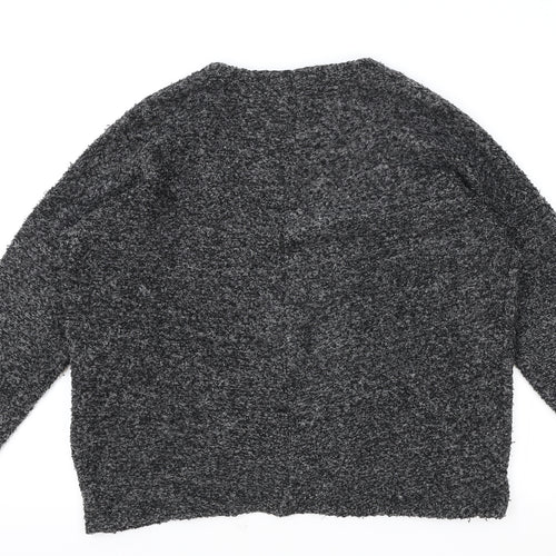 H&M Womens Grey V-Neck Polyester Cardigan Jumper Size M