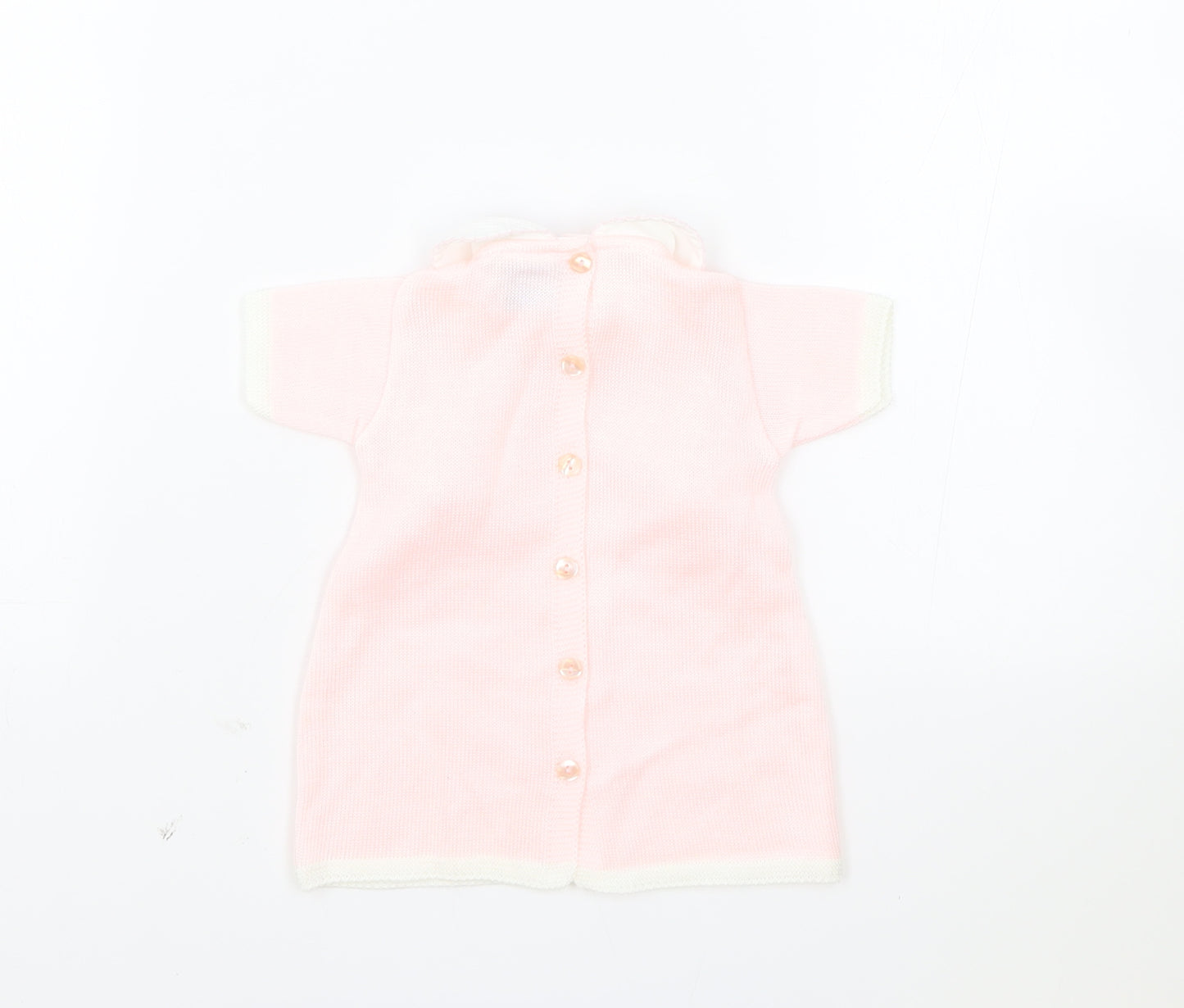 Sardon Girls Pink Acrylic Jumper Dress Size 3-6 Months Round Neck Button