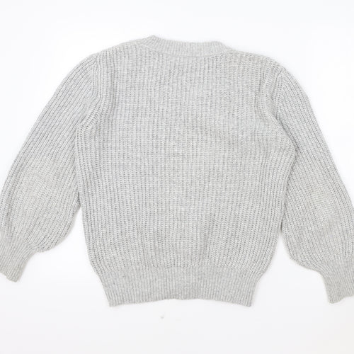 Primark Womens Grey V-Neck Acrylic Pullover Jumper Size XS