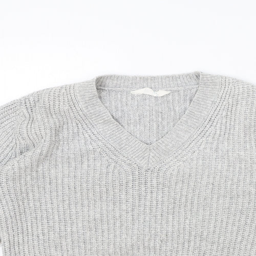 Primark Womens Grey V-Neck Acrylic Pullover Jumper Size XS